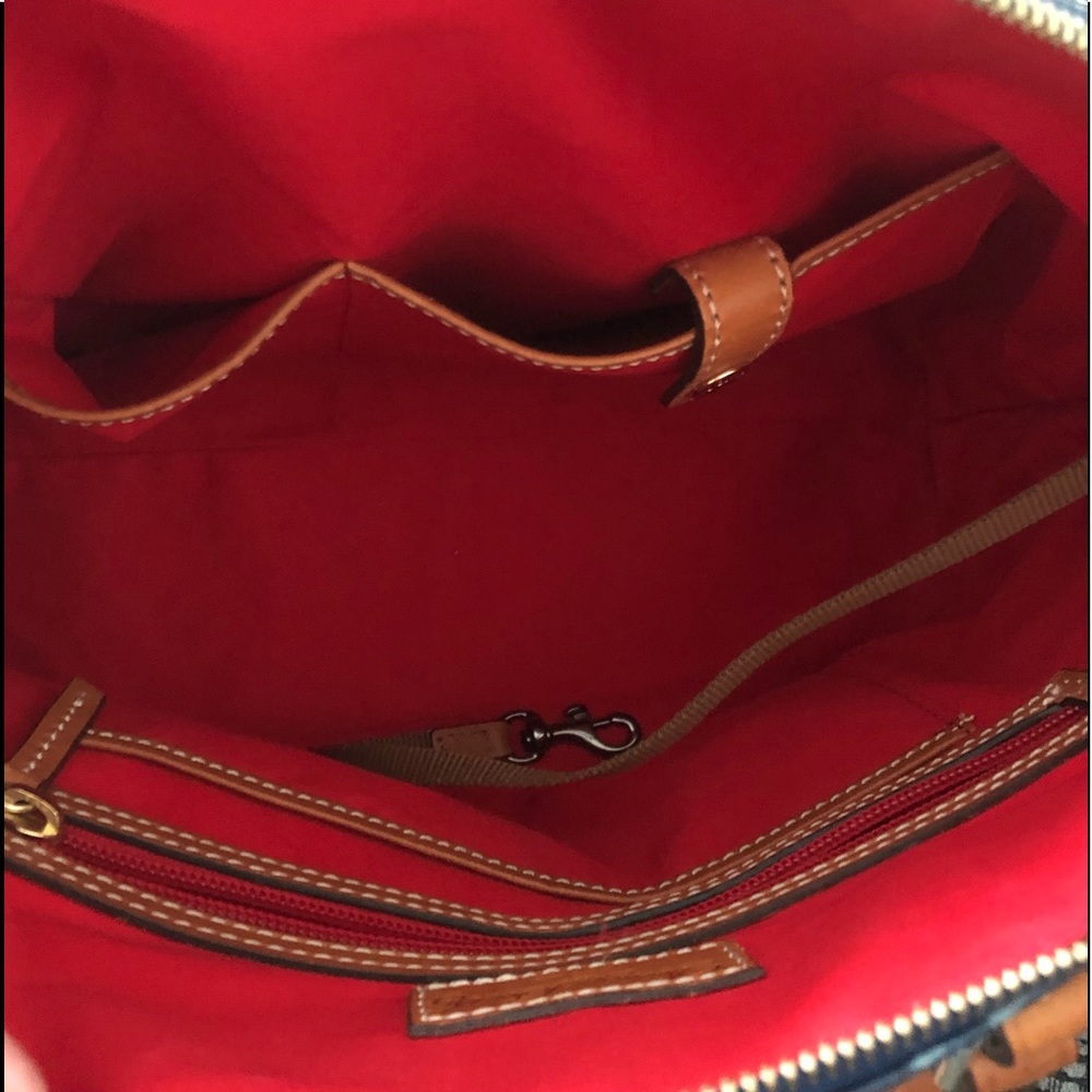 Dooney & Bourke Navy Croc Embossed Satchel with Tan Trim - Picture 9 of 16